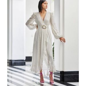 Rococo Sand White Belted Maxi